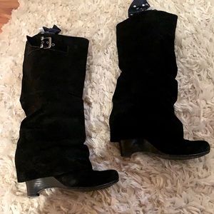 Naughty monkey suede wedge boots with buckle